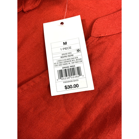 Womens Shorts Jumpsuit Size Medium Red Wrap 1 Piece Romper Linen Blend NWT - Picture 5 of 12